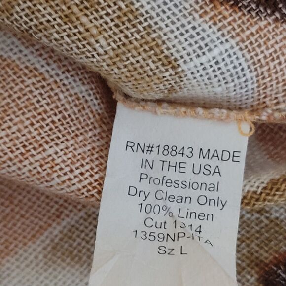 Vintage Emil Rutenberg Top Womans Large Orange Floral Linen Fitted Career Office - Picture 11 of 12